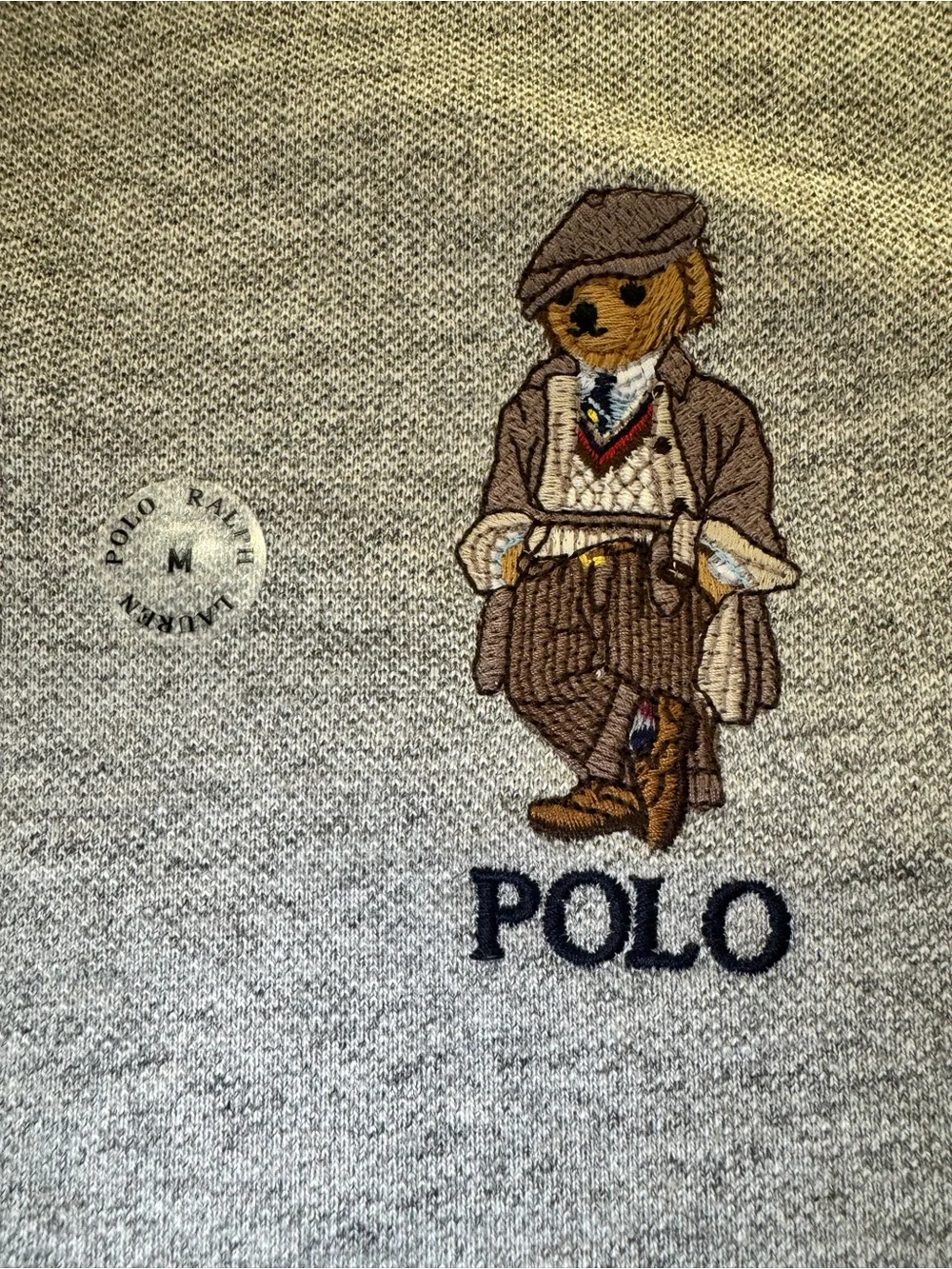 NWT Polo Ralph Lauren Polo Bear Grey Mesh Polo Men M Classic Fit $138